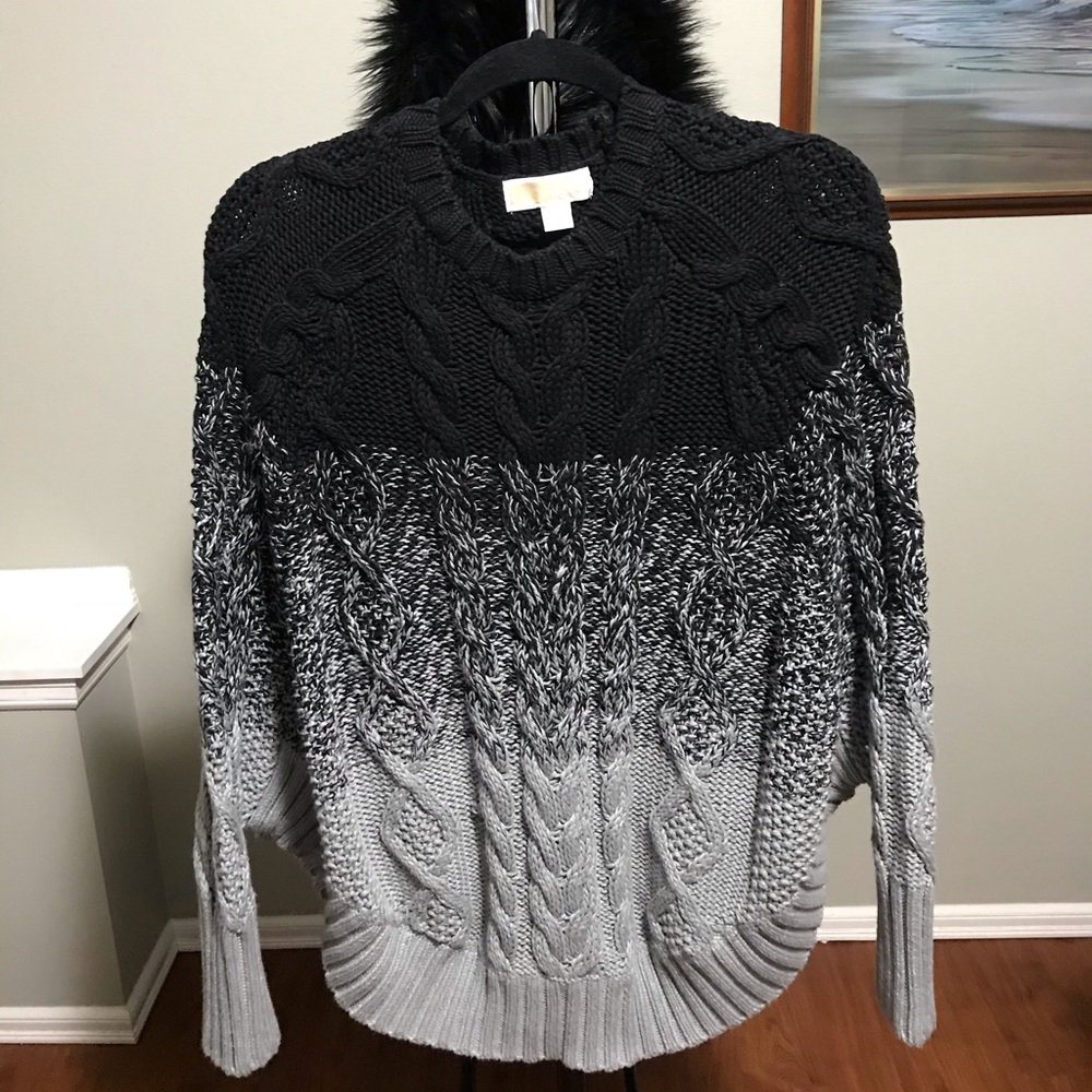 Michael Kors Ombré Poncho with Faux Fur Collar